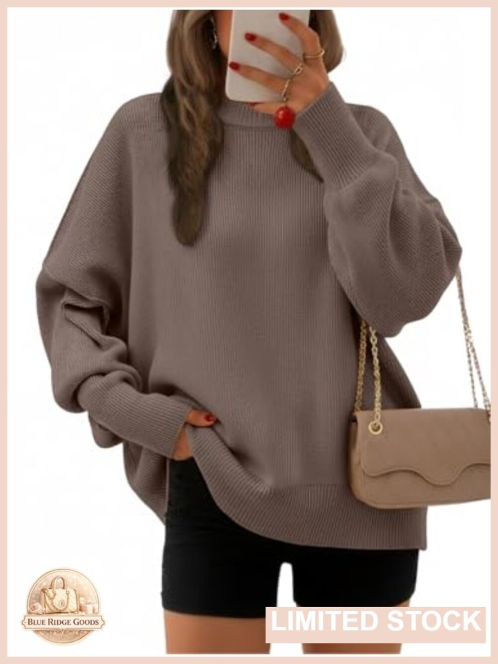 Oversized Chunky Knit Batwing Sleeve Pullover Sweater Viscose Blend